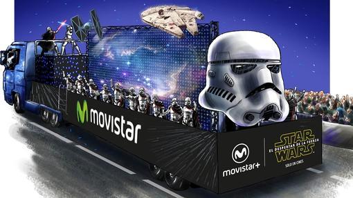 Maqueta de la carroza de Movistar de Star Wars