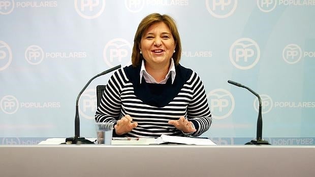 Isabel Bonig, durante la comparecencia en la sede del PP en Valencia