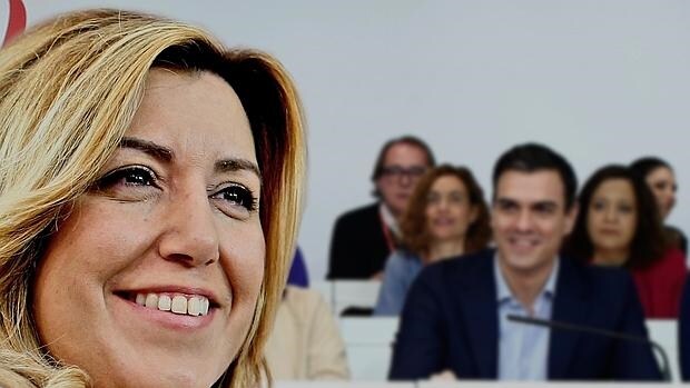 Susana Díaz y Pedro Sánchez en el Comité Federal del PSOE el 28 de diciembre