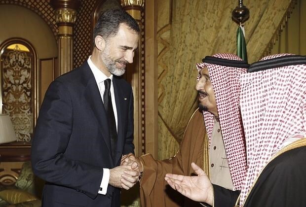 Don Felipe, en su último viaje a Arabia Saudí, en enero de 2015, para dar el pésame por la muerte del anterior Rey