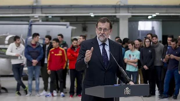 Rajoy, en su discurso en el Centro de Formación Profesional «Profesor Raúl Vázquez», de Madrid