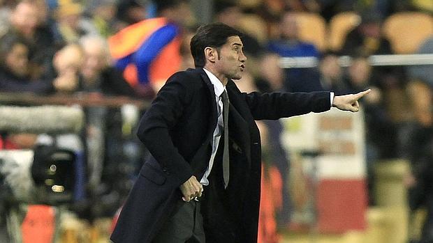 El entrenador del Villarreal Marcelino García en el partido ante el Nápoles