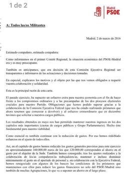 El «SOS» económico del PSOE de Madrid a sus afiliados: «Nuestra situación es muy preocupante»