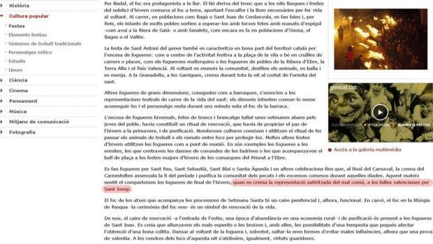 El PP exige a la Generalitat de Cataluña que rectifique la web en la que sostiene que las Fallas son catalanas
