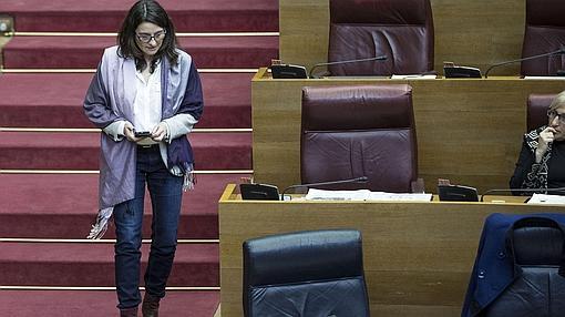 Imagen de Mónica Oltra tomada este jueves en las Cortes Valencianas