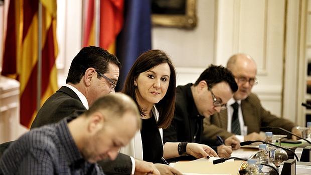 Imagen de María José Catalá en la junta de portavoces de las Cortes Valencianas