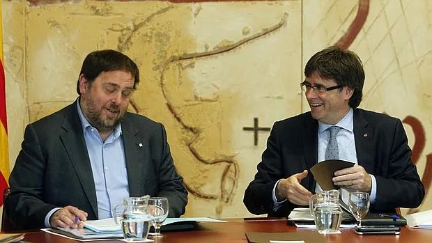 Junqueras y Puigdemont, en la reunión de esta mañana del Ejecutivo catalán