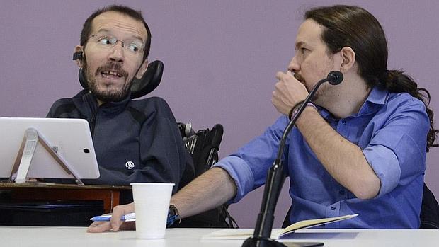 Pablo Echenique y Pablo Iglesias, este sábado en Madrid