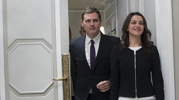 Albert Rivera e Inés Arrimadas en un acto ayer en Madrid