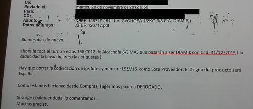 Correo con la nueva fecha de caducidad: 31 de diciembre de 2015