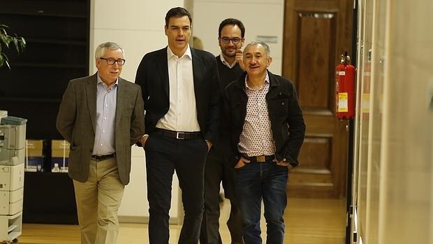 Toxo, Sánchez, Hernando y Álvarez, ayer en el Congreso