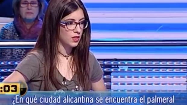 La concursante Valeria, en el momento en que se le formuló la pregunta sobre Elche.