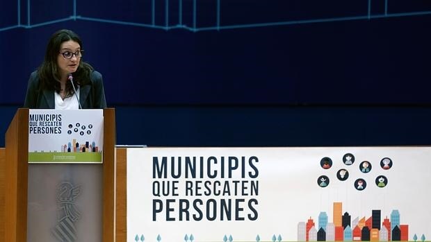 Imagen de Mónica Oltra en un acto alcaldes celebrado este sábado en Valencia