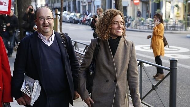 Meritxell Batet y Miquel Iceta, a su llegada al último comité ejecutivo del PSOE