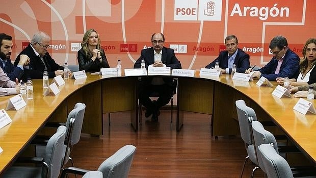 Lambán, presidiendo la reunión de la Comisión Ejecutiva del PSOE aragonés