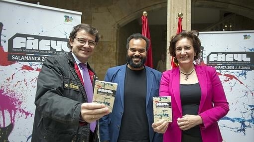 Mañueco, Carlos Jean y García Cirac, durante la presentación del cartel