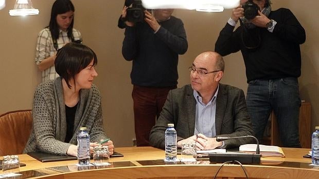 Ana Pontón y Francisco Jorquera, durante una junta de portavoces en O Hórreo