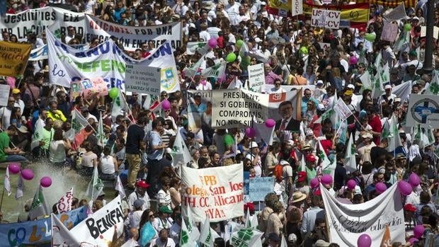 Detalle de la manifestación de este domingo en Valencia