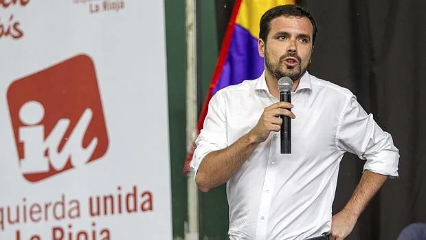el líder de Izquierda Unida durante un acto de campaña en Logroño el pasado 26 de mayo
