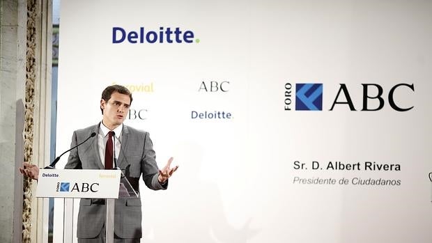 Albert Rivera durante su última intervención en el Foro ABC-Deloitte