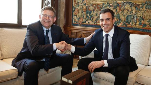 Ximo Puig y Pedro Sánchez, en el Palau de la Generalitat, el pasado 19 de mayo