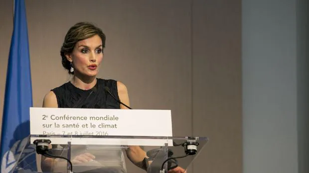 Doña Letizia, durante su intervención en la conferencia de la OMS en París