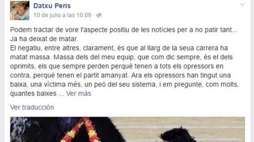 Captura del Facebook de la edil de Guanyar Catarroja