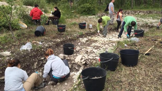 Quince jóvenes participan en las excavaciones de Treviño