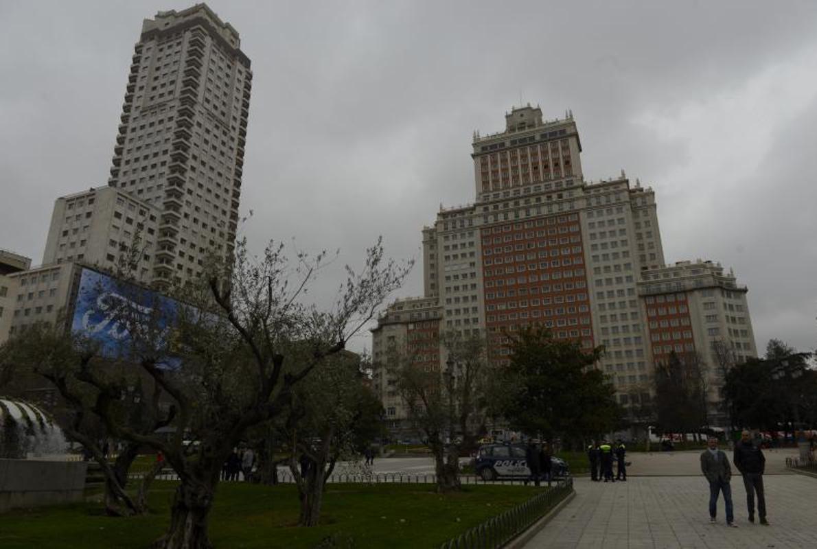 Fachada del Edificio España, un inmueble emblemático en Madrid