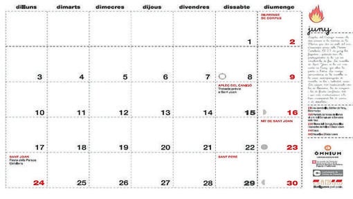 Imagen de un calendario difundido por la Generalitat de Cataluña