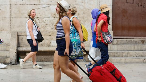 Imagen de un grupo de turistas captado en el centro de Valencia