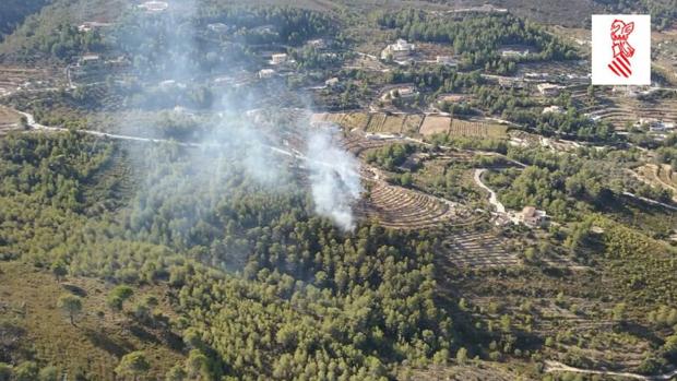 Inicio del incendio en Llíber