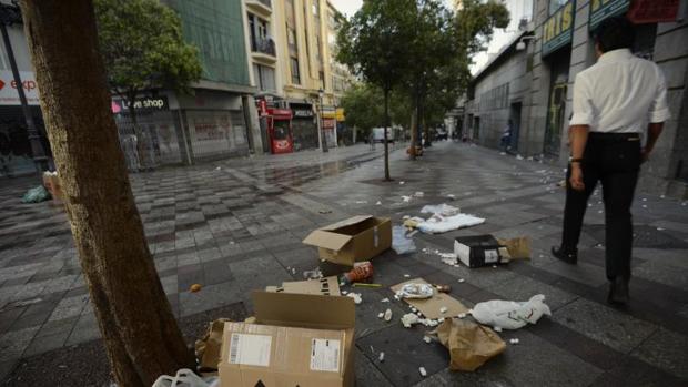 Basura en el centro de Madrid