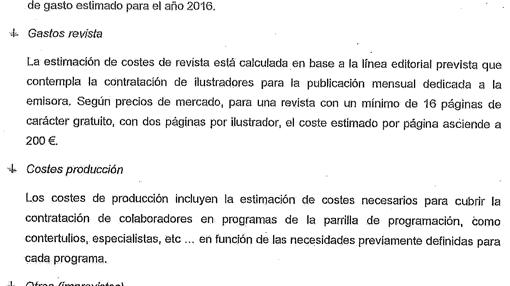 Explicación de la partida «gastos revista» y «costes de producción»