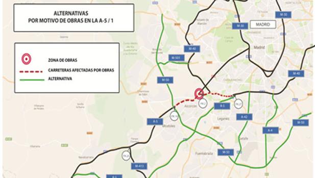 Cortes entre la A-5 y la M-40 por la reparación «urgente» de un puente