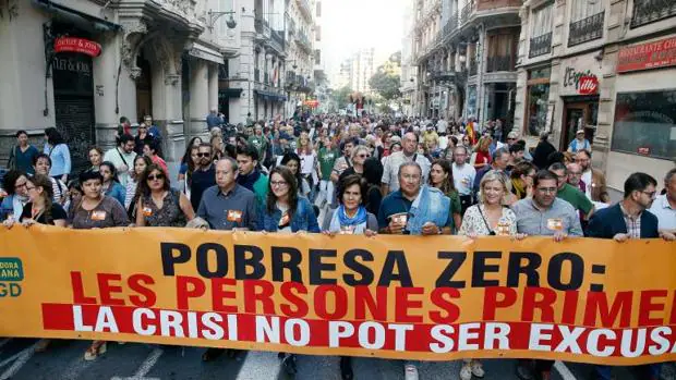 Un momento de la manifestación en la ciudad de Valencia