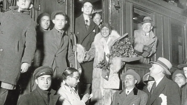 Josephine Baker, a su llegada a la madrileña Estación del Norte, en 1930