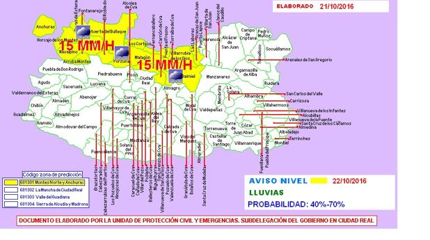 Alerta amarilla en Ciudad Real por lluvias abundantes