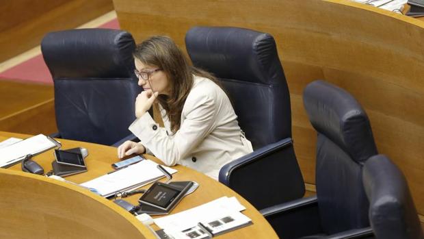 Mónica Oltra, en las Cortes Valencianas este miércoles