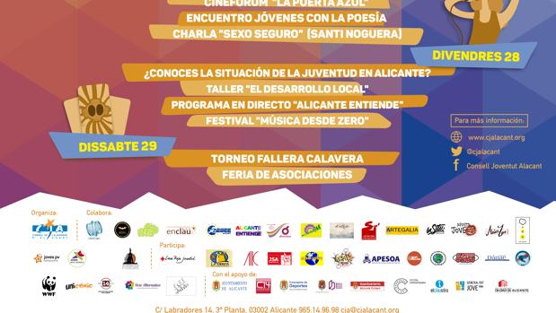 Cartel oficial presentado por el Ayuntamiento de Alicante con el nombre de Santi Noguera y los logotipos de las entidades colaboradoras