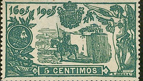 Sello conmemorativo del III Centenario del Quijote en 1905