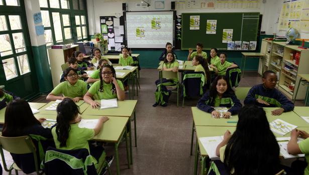 Niños en un aula de un colegio madrileño