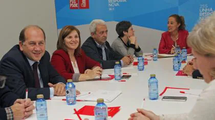 Leiceaga y Cancela en una reunión de la comisión gestora de los socialistas gallegos