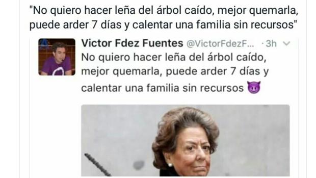 Un representante de Podemos sugiere «quemar» a Rita Barberá para «calentar a una familia sin recursos»