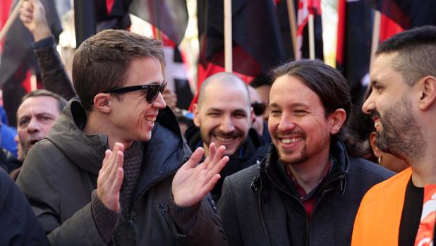 Iglesias y Errejón, esta mañana en una manifestación