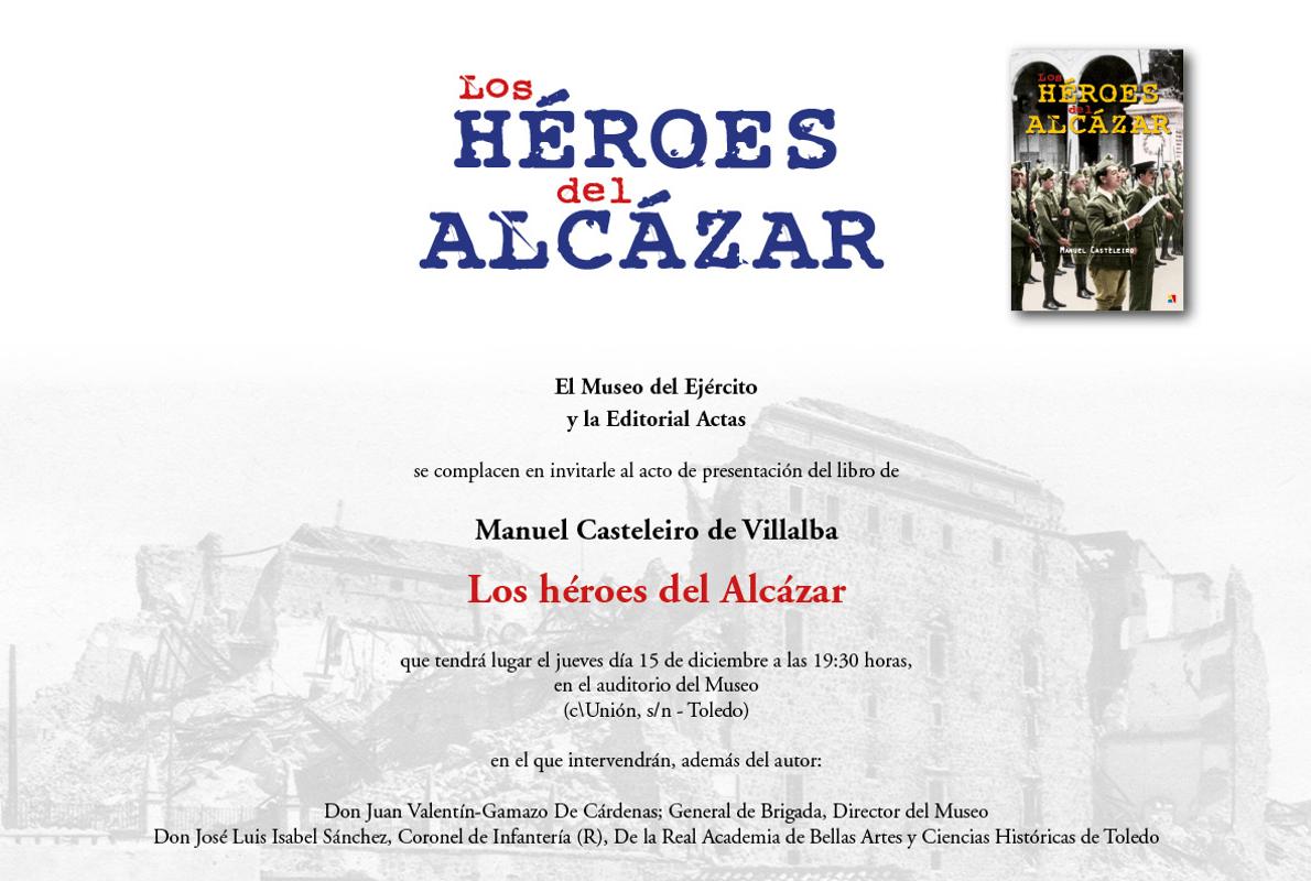 Invitación para la presentación del libro enviada por el Museo del Ejército