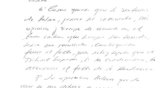Párrafo de la carta en el que Bernad dice a Negrete que no recurra el fallo