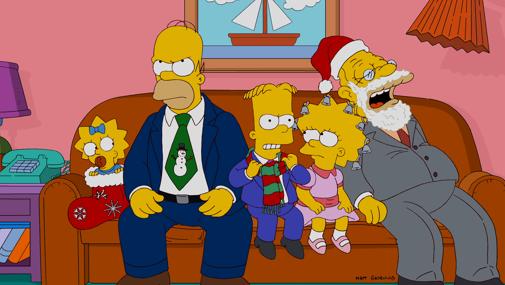 Fotograma navideño de los Simpsons