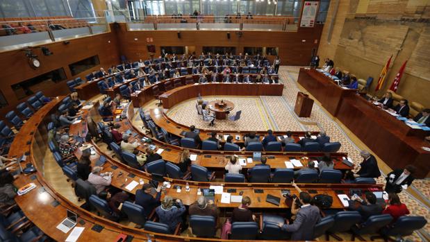 Vista general del pleno de la Asamblea de Madrid