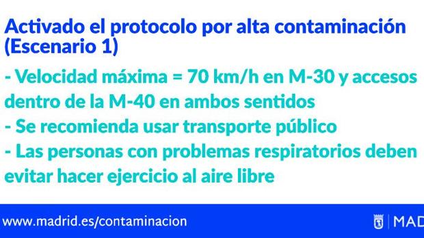 Madrid activa el protocolo por alta contaminación que prohíbe superar los 70 km/h en la M-30